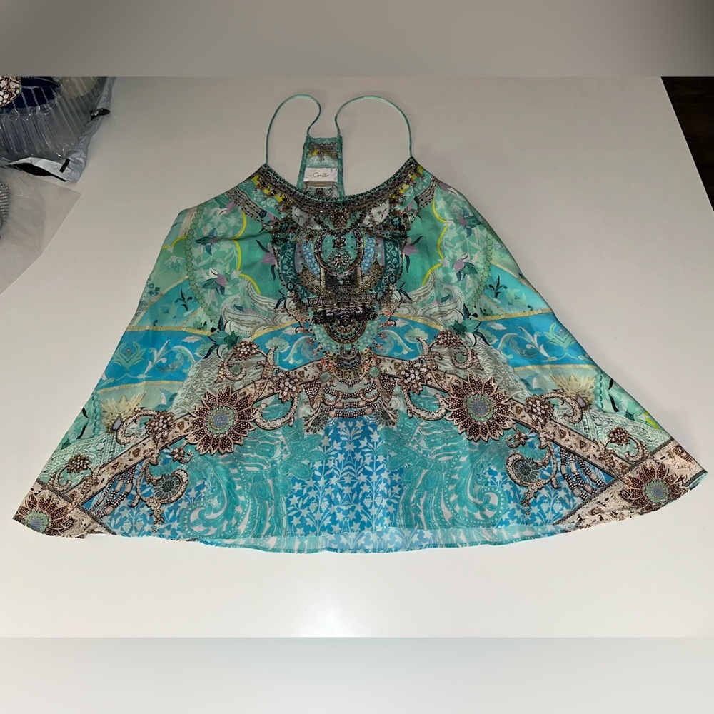 CAMILLA “Turn Back Time” silk embellished t back boho camisole tank top XS - Picture 6 of 13